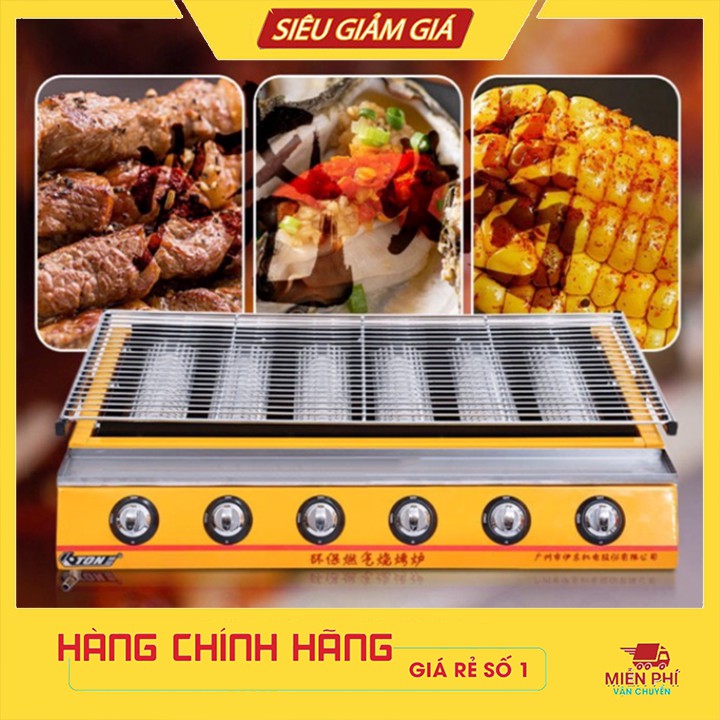 Bếp gas nướng hải sản, nướng thịt bbq không khói bằng Gas 6 đầu đốt ETON ET-K233