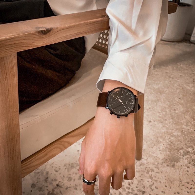 (Auth) Đồng hồ nam FOSSIL da nâu size 44mm - Hàng nhập Mỹ, cam kết auth trọn đời