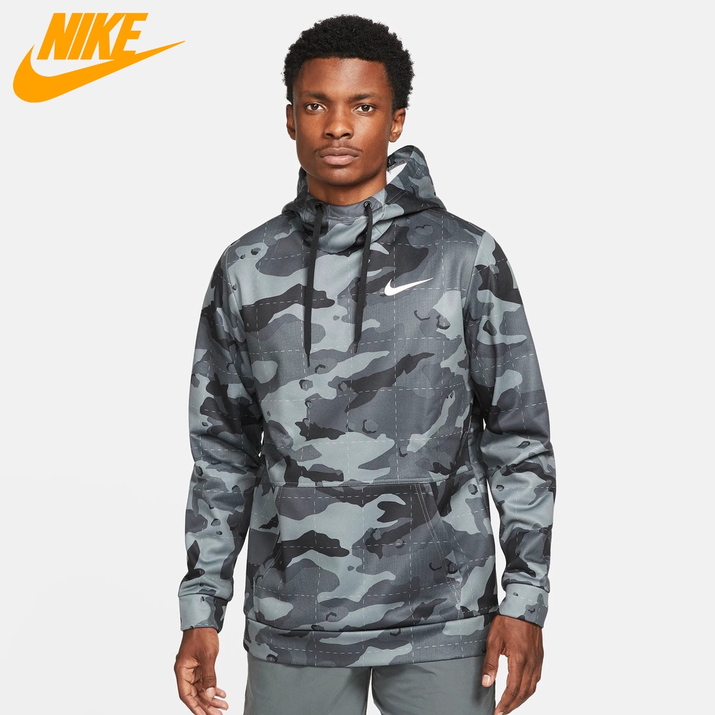 NIKE CHÍNH HÃNG - Áo khoác thể thao nam Nike Therma-FIT Camo Training Hoodie Jacket Authentic - Smoke Grey