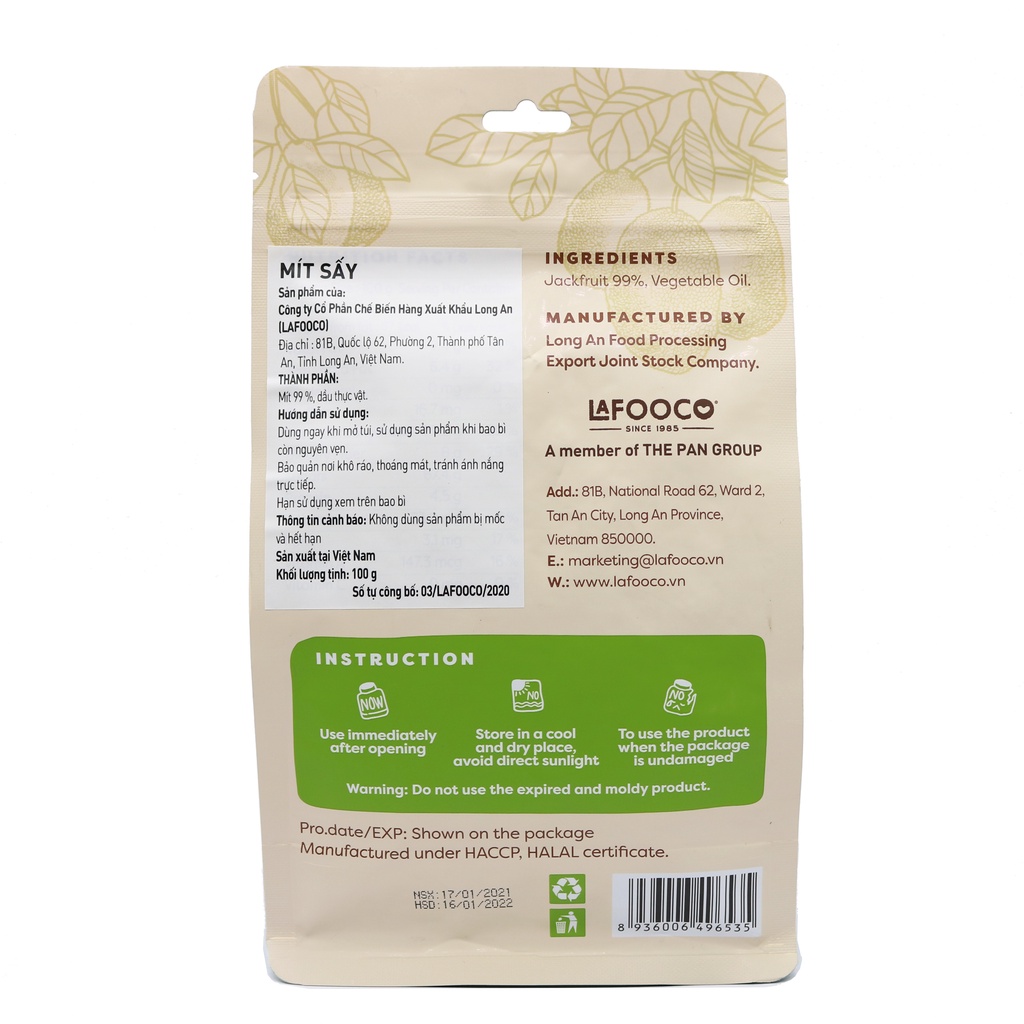 Mít Sấy Giòn LAFOOCO 100g Xuất Khẩu