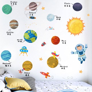 decal dán tường bé khám phá hệ mặt trời