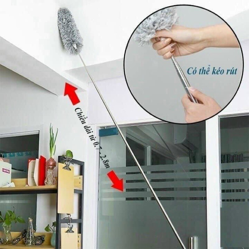 CHỔI LÔNG QUÉT BỤI CÁN INOX GẤP GỌN THÔNG MINH