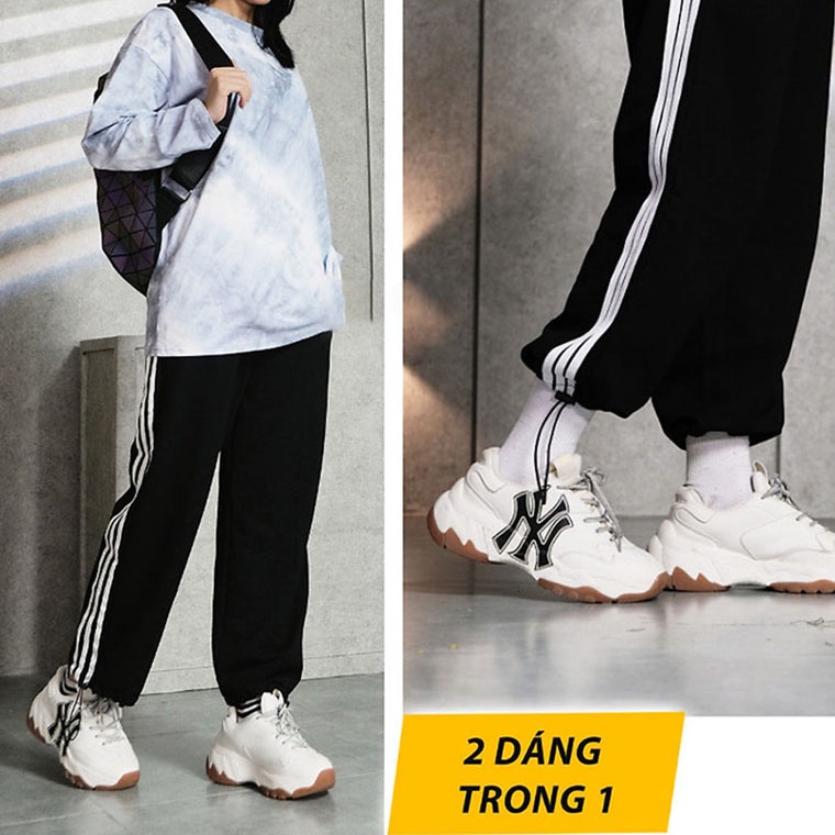 Quần ống rộng Nam Nữ Unisex L99, quần jogger 3 sọc phong cách thể thao mặc được 2 kiểu để suông hoặc bo gấu.