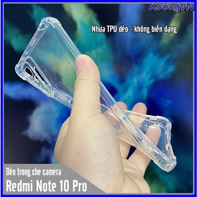 Ốp lưng silicon chống va đập trong suốt Xiaomi Redmi Note 10 Pro 4g Ôm sát bảo vệ máy tối đa