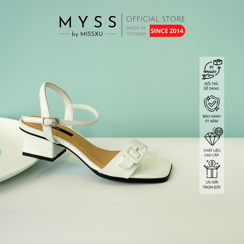 Giày sandal nữ quai ngang phối khóa bọc 4 cm cao cấp MYSS - SD144