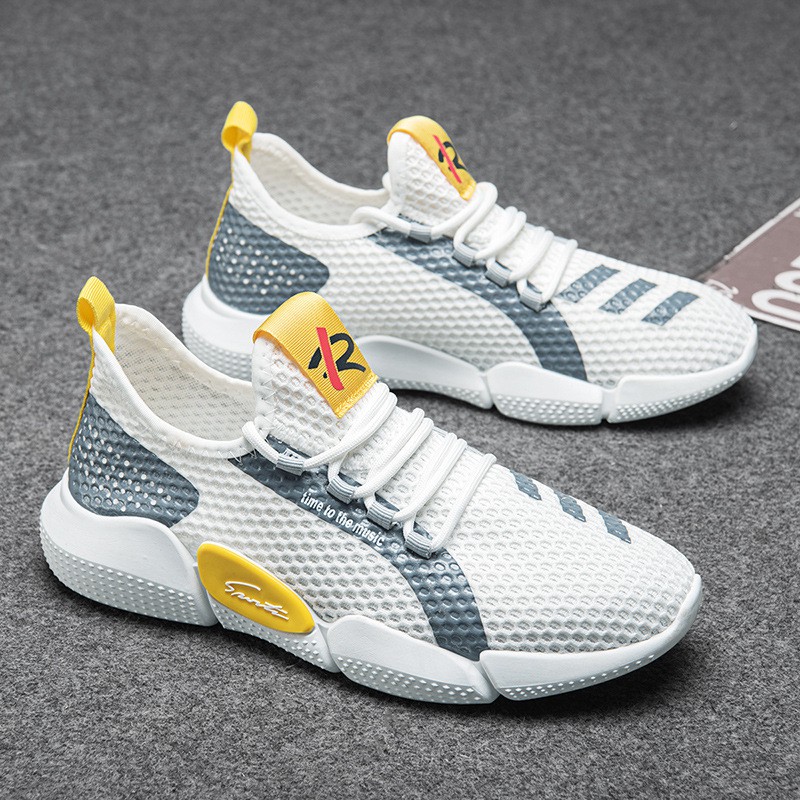 Giày Sneaker Thể Thao Nam G38 Lưới thoáng Khí Đi Học Đi Chơi Màu Trắng Đen Vàng Phong Cách | BigBuy360 - bigbuy360.vn