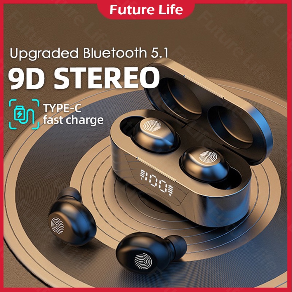 Tai nghe bluetooth 5.1 không dây âm thanh nổi 9D HD tích hợp đèn led màn hình điều khiển