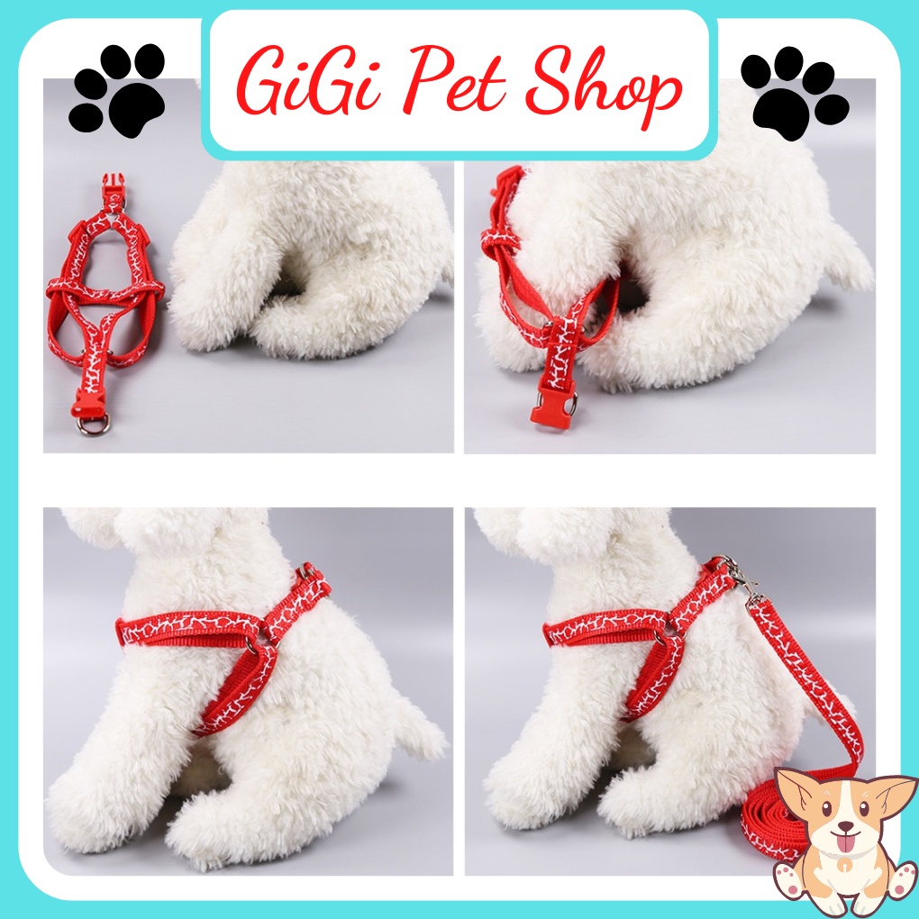Dây dắt thú cưng dạng yếm loại dày vải bò nhiều màu giá rẻ phụ kiện cho thú cưng chó mèo dùng khi đi dạo - GiGi Pet Shop