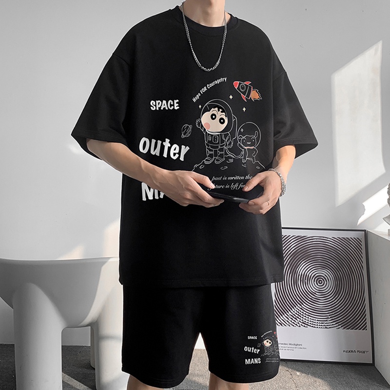 Bộ Đồ Nam Mùa Hè Unisex Cổ Tròn OUTER MANS Phối Quần Short In Họa Tiết Thời Trang Zenkonu QA NAM 117