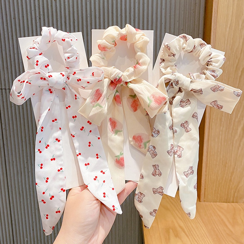 Dây Cột Tóc Cao Su Đính Nơ Vải Đơn Giản Thời Trang