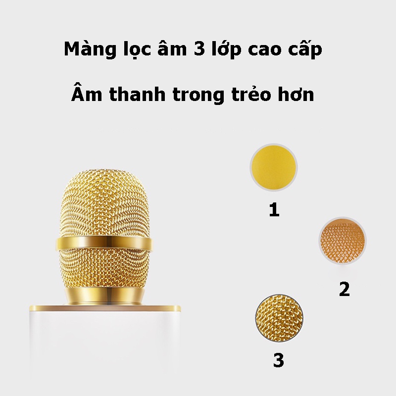 Micro karaoke Bluetooth PKCB391 kèm Loa Âm thanh cực đỉnh cao Cấp Cắm thẻ nhớ 3 trong 1 Hàng chính hãng