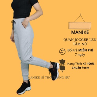 Quần jogger nữ chất len tăm loại ống côn bo gấu lưng thun mẫu năm 2021