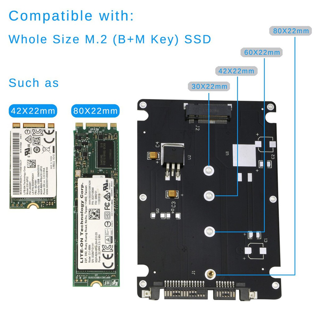 Bộ Chuyển Đổi M.2 Ngff (Sata) Ssd Sang 2.5 "Sata 3 22-pin Kèm Hộp Đựng 2.5 ''