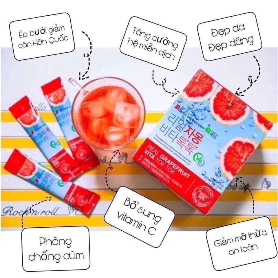 Trà Bưởi Giảm Cân Sanga Real Grapefruit Vita Tok Tok 30 Gói Hàn Quốc Chính