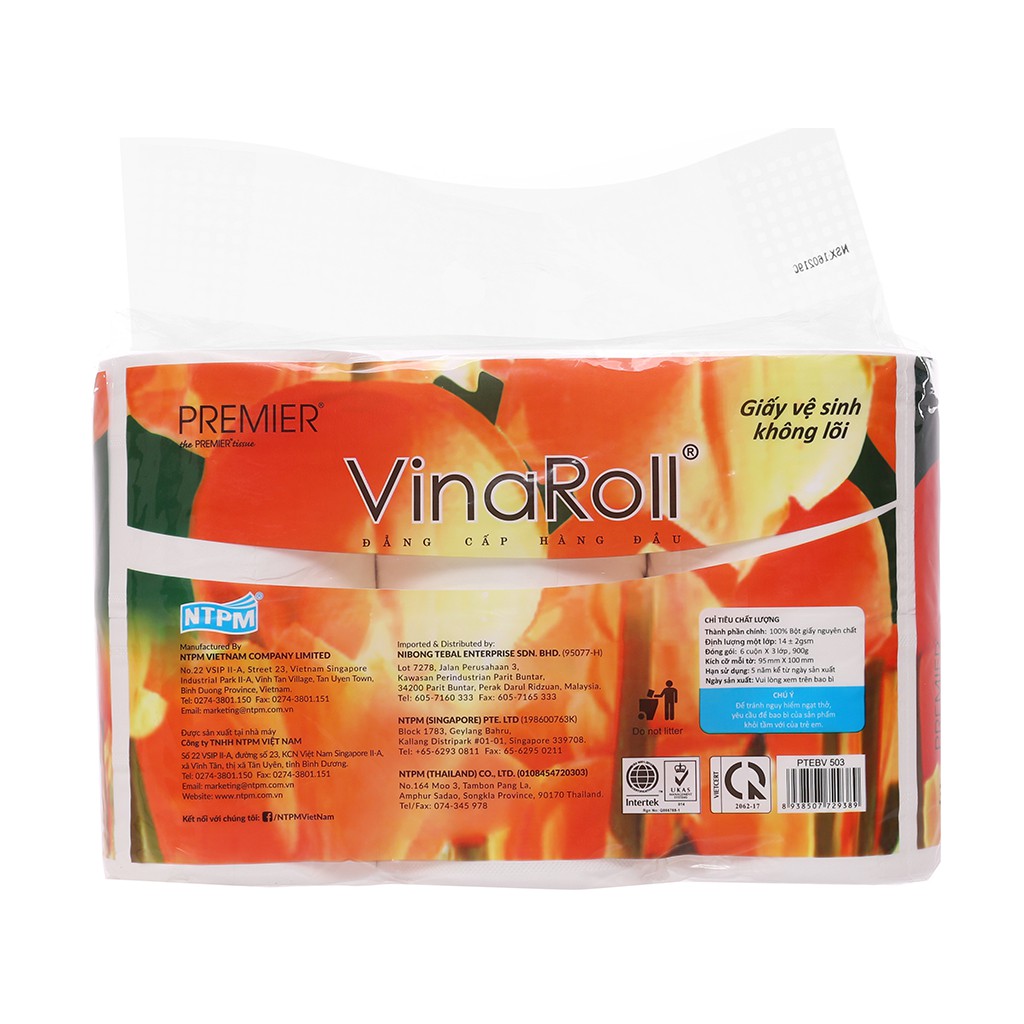 Lôc 6 cuộn giấy vệ sinh không lõi VinaRoll- Alotaphoa
