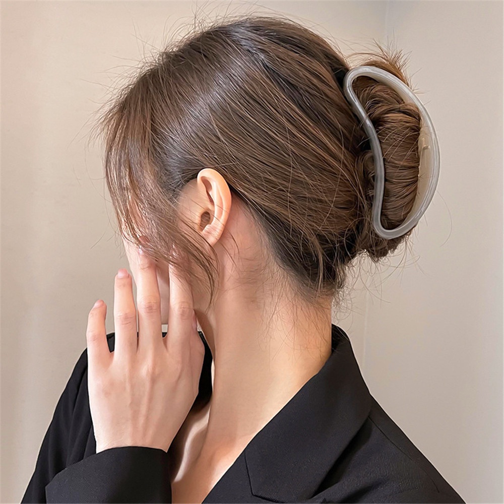 Kẹp Tóc Nửa Vòng Tròn Rỗng Ngoại Cỡ Hàn Quốc Jello Khay Kẹp Tóc Lớn