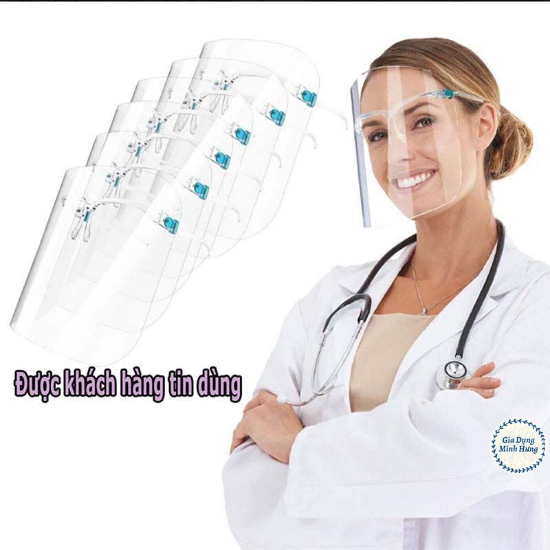 TẤM CHẮN Face shield Mặt Nạ Bảo Hộ Y Tế Chống Dịch, Chống Giọt Bắn, Bụi Trong Suốt Nhựa PET [KHẨU TRANG NHỰA DẺO]