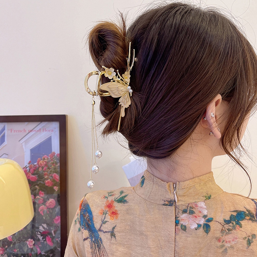 Kẹp Tóc Bướm Kim Loại Đính Ngọc Trai Nhiều Màu Thời Trang Hàn Quốc