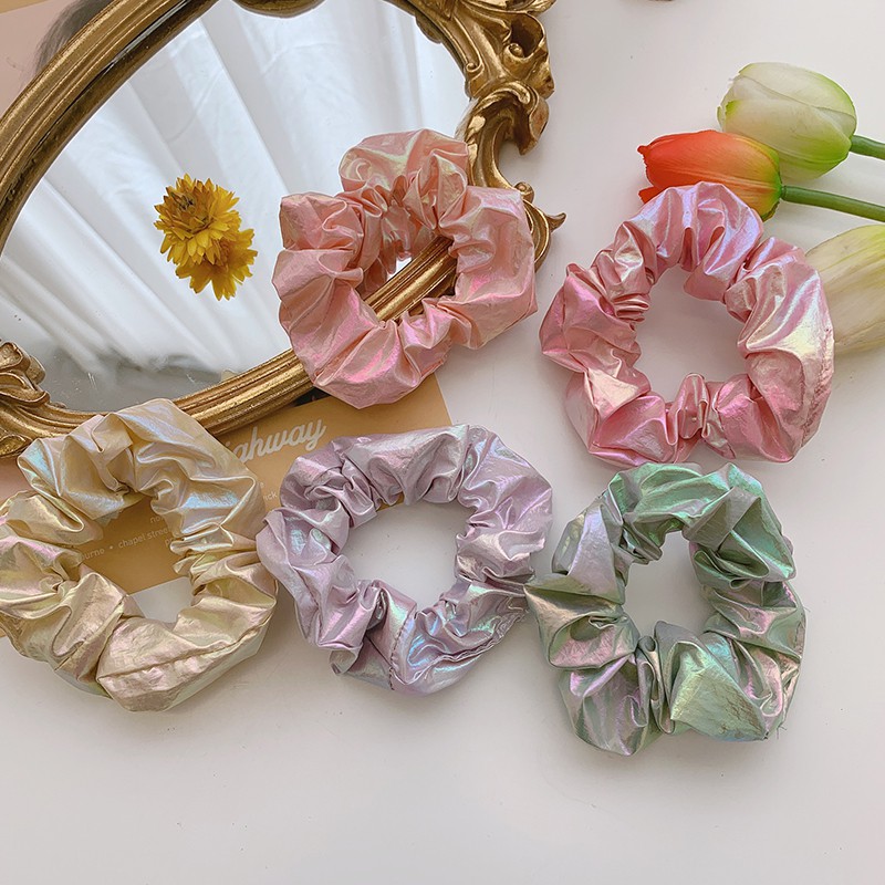 Scrunchies Cột Tóc Vải Hologram Mermaid Nhiều Màu 2 Size Lớn Nhỏ