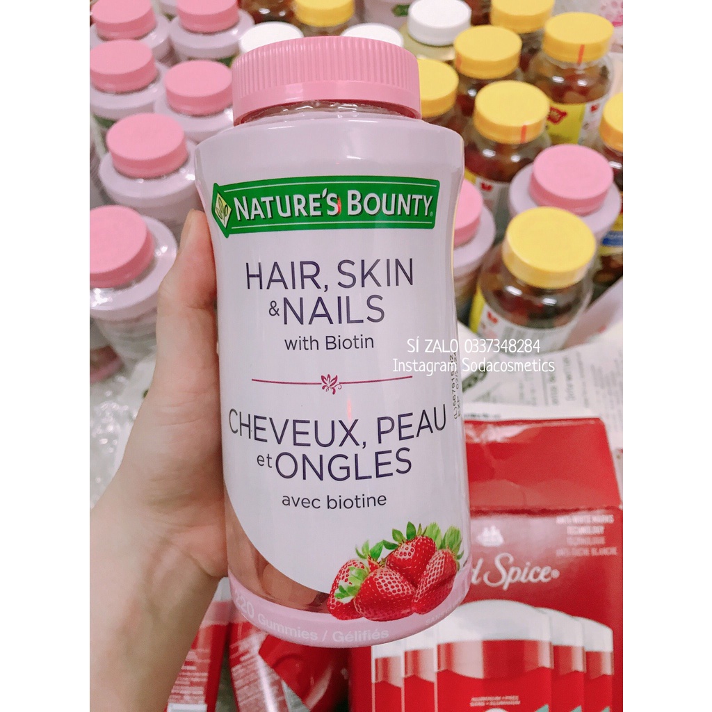 (CÓ BILL ) Kẹo Dẻo Mọc Tóc Nature's Bounty Hair Skin Nails Gummies có Biotin Làm Đẹp Da, Móng ,Tóc (DATE 1/2024)