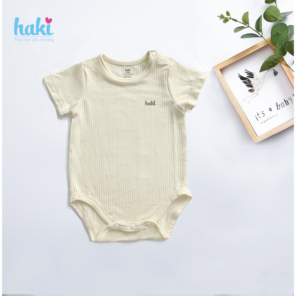 Set bodychip cộc tay vải Modal cho bé sơ sinh (4-12kg), bodysuits cho bé, bộ body chính hãng HAKI BM008