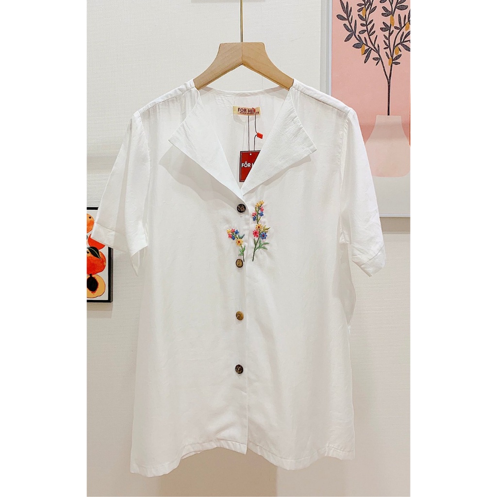 Áo Nút Gỗ FOR HER Thêu Hoa AO0627