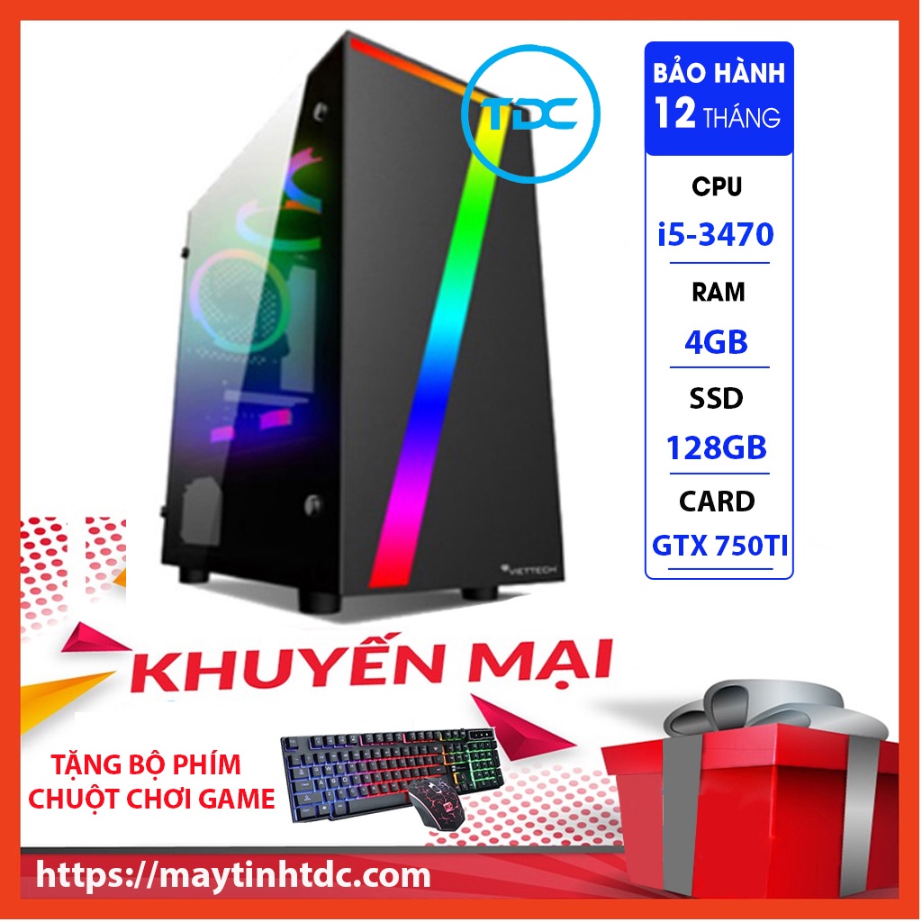 MAX PC GAMING X7 CPU Core i5-3470 Ram 4GB SSD 128GB GTX 750TI Chơi PUBG,LOL,CF,Fifa4,Đế chế Tặng Bộ Phím Chuột Game