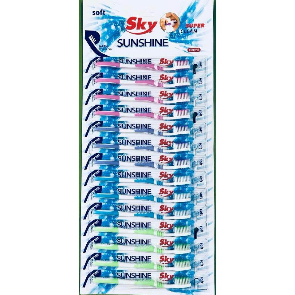 COMBO Vĩ  14 cây Bàn chải đánh răng lông mềm SUNSHINE SKY