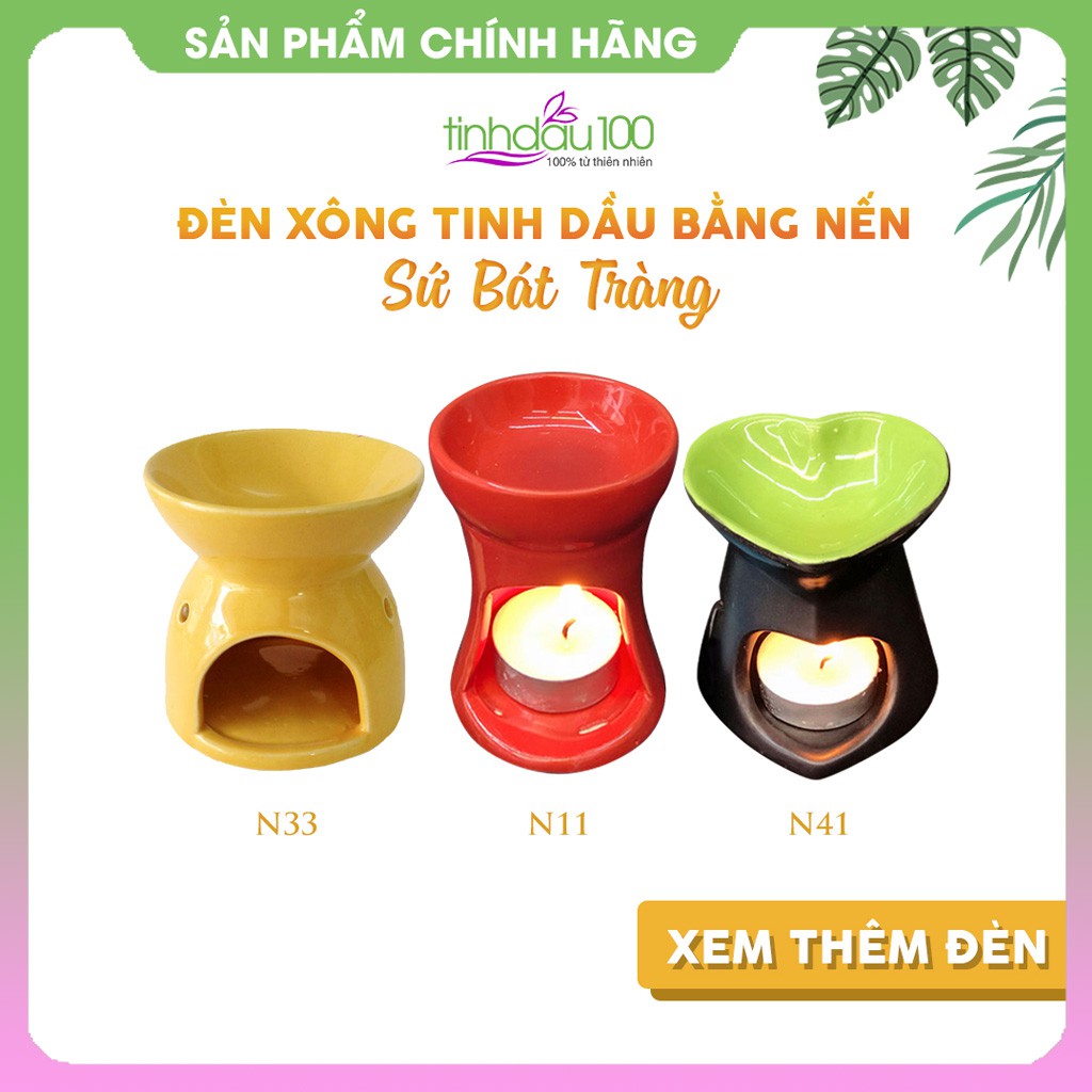 [11 mẫu] Đèn xông tinh dầu bằng nến, lọ đốt tinh dầu sứ Bát Tràng | Tinh Dầu 100 Shop