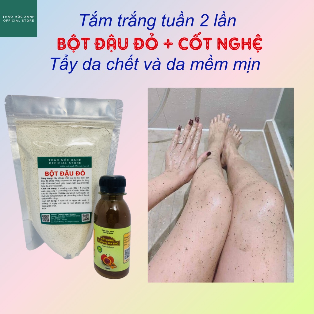 Bột Đậu Đỏ nguyên chất sạch mịn 100% Organic handmade, đắp mặt tẩy tế bào chết - Thảo Mộc Xanh Official Store