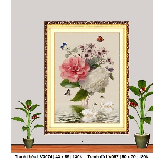 Tranh đính đá an nhiên hạnh phúc Lv067 , tranh thêu chữ thập LV3074  - chưa làm