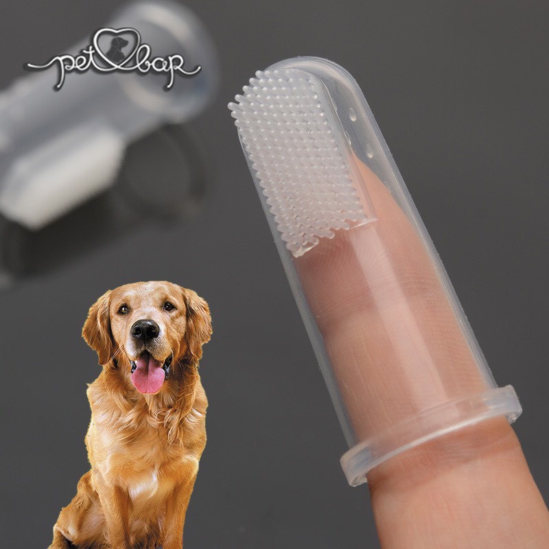 Bàn chải đánh răng đeo tay cho thú cưng chất liệu silicon, bàn chải răng cho chó,mèo