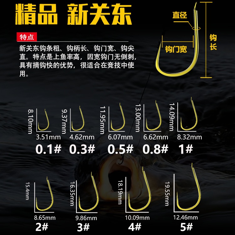 Set 100 lưỡi câu cá bằng thép carbon cao cấp màu đen mẫu Nhật Bản Kanto 82A