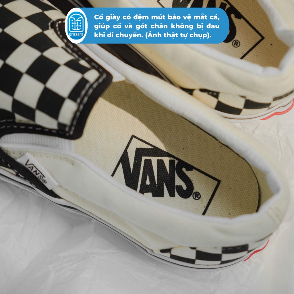 Giày sneaker Vans Checkerboard chính hãng cho nam nữ, Vans slip on Checkerboard real, fullbox Present Original Sneaker