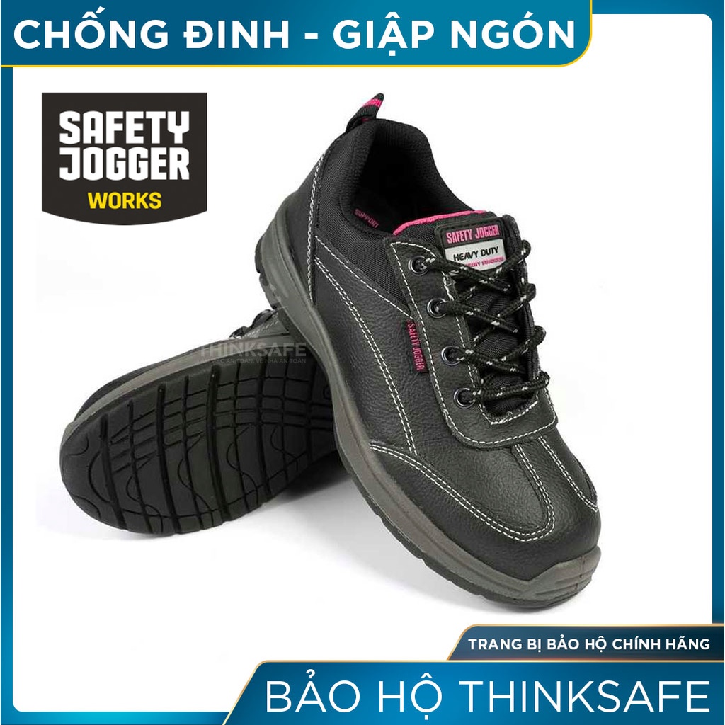 Giày bảo hộ lao động nữ Jogger Thinksafe, da bò bền, đế chống đinh, thoáng khí, thời trang, giày cách điện - Bestgirl