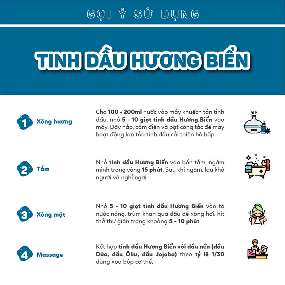 Tinh dầu xông Hương Biển Haeva Cao Cấp, 100% Thiên Nhiên, giảm căng thẳng, âu lo, giúp ngủ ngon,Chai 10ml/30m/100ml