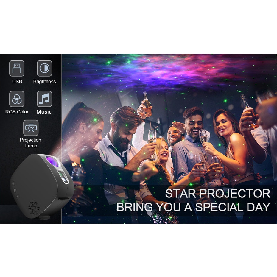 Đèn Thiên Hà V2 7 Màu Dùng Cho Phòng Karaoke, Phòng Bay, Phòng Ngủ Có Điều Khiển Từ Xa Kết Nối Bluetooth
