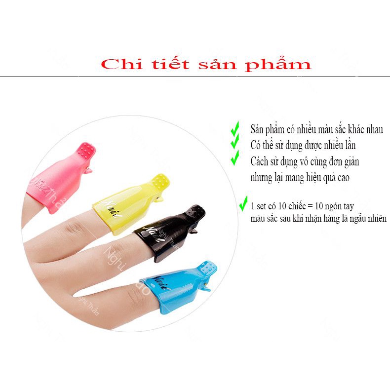 Kẹp ủ phá gel móng tay set 10 chiếc