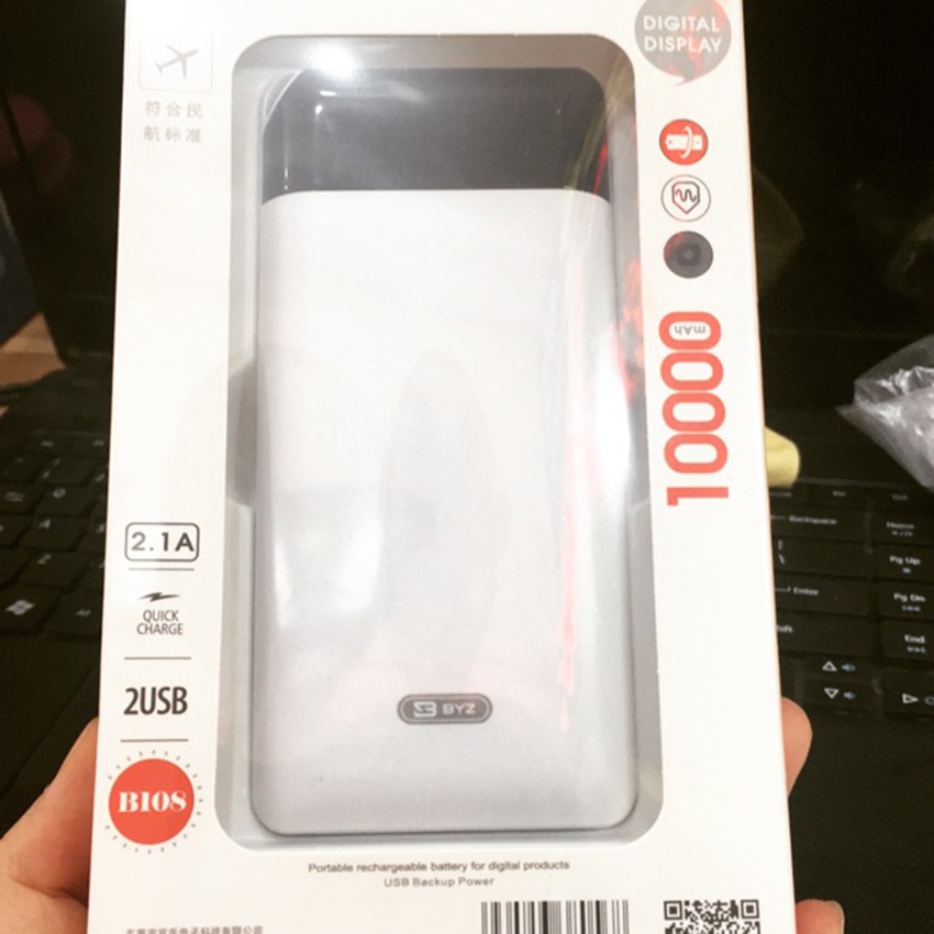 Sạc Dự Phòng BYZ B108 Dung Lượng 10000mah 2 Cổng Sạc Nhanh Có Đèn Báo % Pin