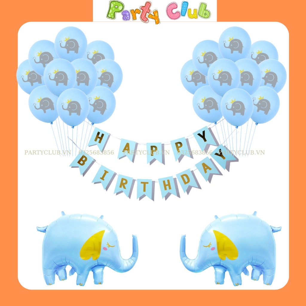 Set bong bóng bay trang trí sinh nhật cho bé mẫu con voi