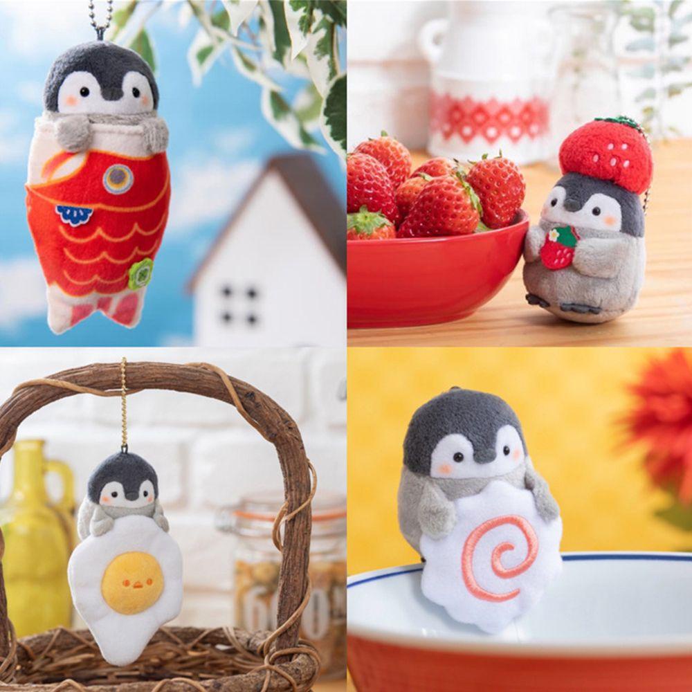 LILYES Móc Chìa Khóa Hình Chim Cánh Cụt / Dâu Tây / Cá Koi Nhồi Bông Sáng Tạo Giá Đỡ