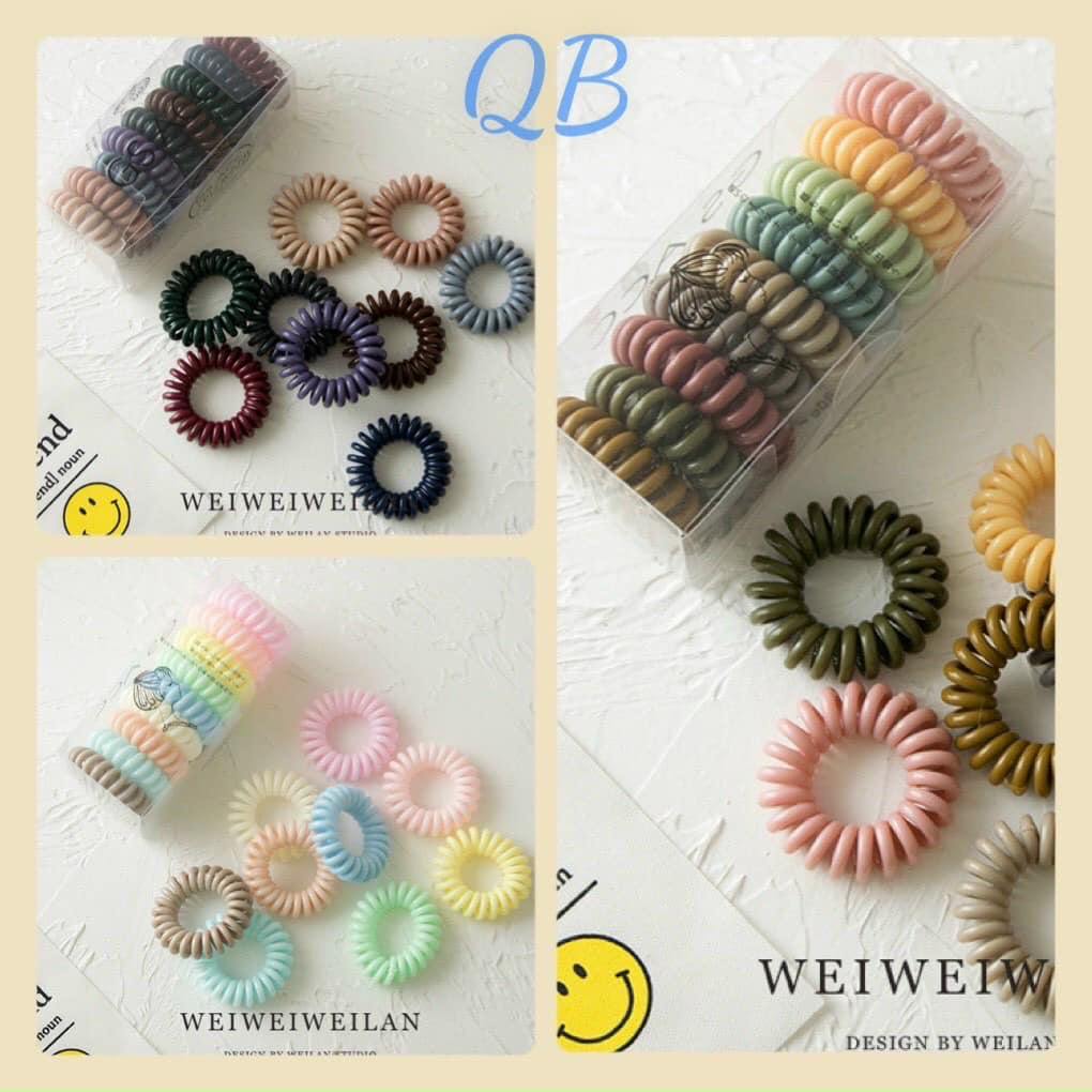 SET 9 DÂY BUỘC TÓC LÒ XO NHIỀU MÀU TONE PASTEL DỊU DÀNG NỮ TÍNH