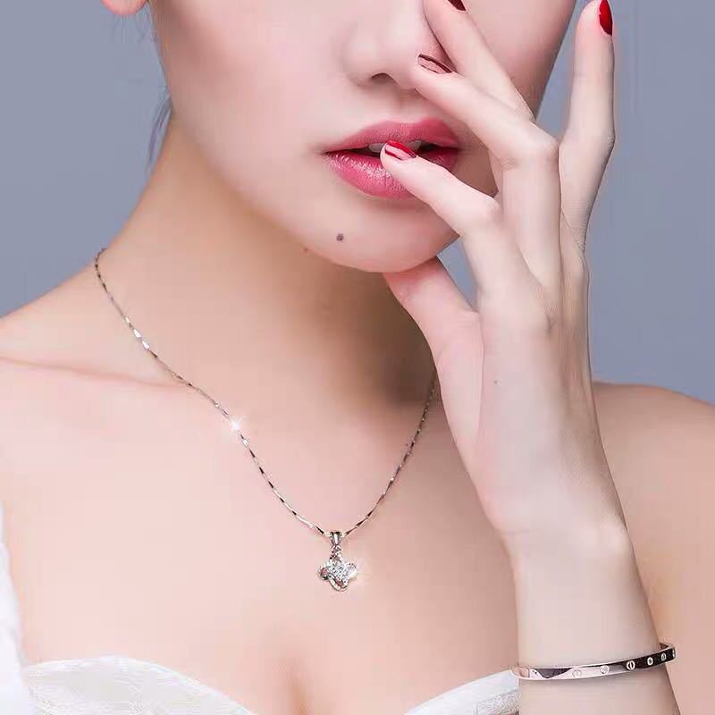Dây chuyền bạc nữ 925 mặt Bông Hoa gắn đá Ruby - Phong cách hàn quốc - Trang sức bạc Ý (MDC.X003)