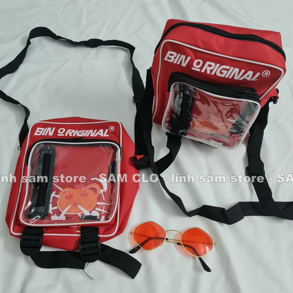 Túi xách đeo chéo nữ kiểu dáng mini bag thời trang canvas khóa kéo hai ngăn mặt gương trong suốt BIN ORIGINAL ĐẦU MÈO | BigBuy360 - bigbuy360.vn