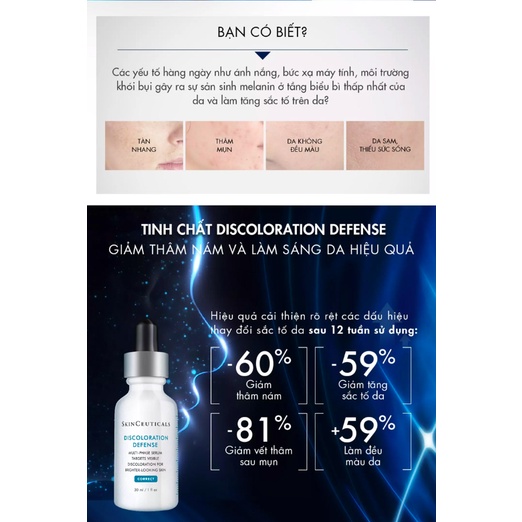 [TEM CÔNG TY] Serum SkinCeuticals Discoloration Defense 30ml Giảm Nám Sáng Da (USA)