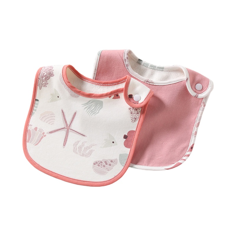 Set 2 Yếm Ăn Cotton Mềm Mại Chống Thấm Nước Cho Bé
