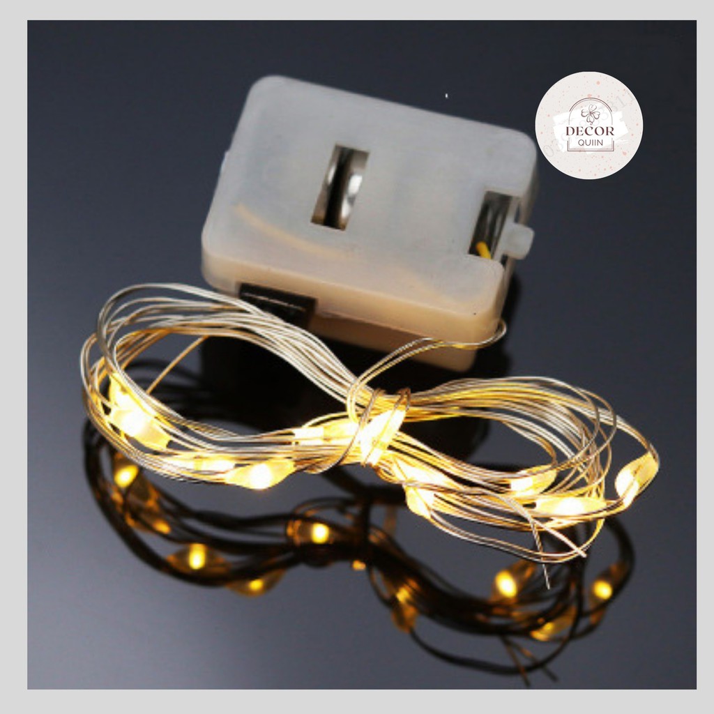 [Ảnh thật video] Đèn LED dây fairylight 1m chạy pin có công tắc 3 chế độ decor trang trí nhà cửa LED đom đóm màu vàng ấm