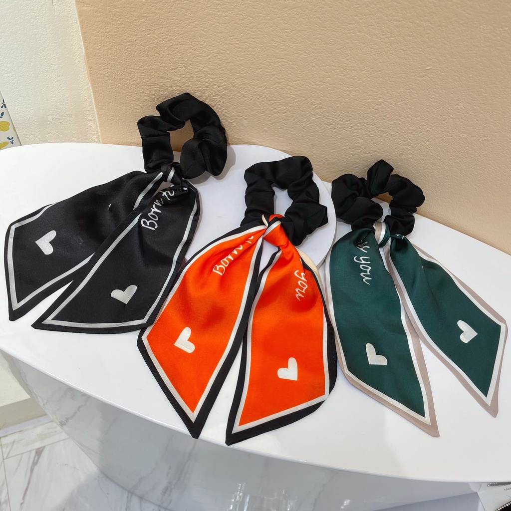 Dây buộc tóc vải satin họa tiết in nhiều kiểu độc đáo sành điệu