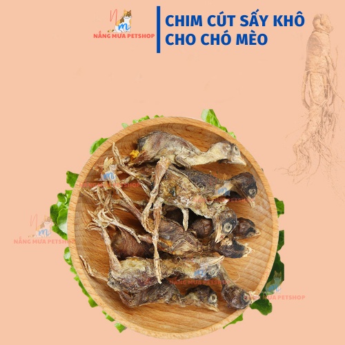 Chim cút sấy khô cho cún mèo, snack cho chó mèo túi 100gr