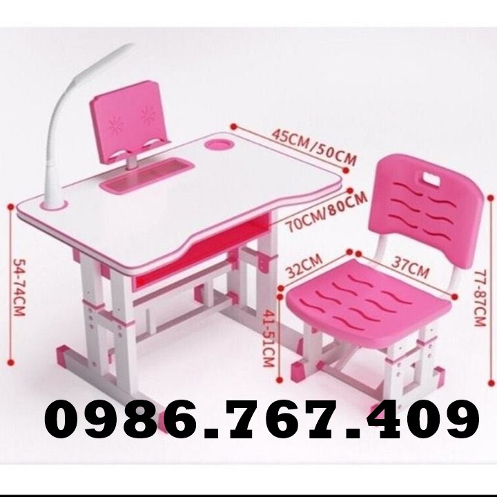 Bộ bàn ghế học sinh tiểu học màu xanh - hồng cho bé trai - bé gái